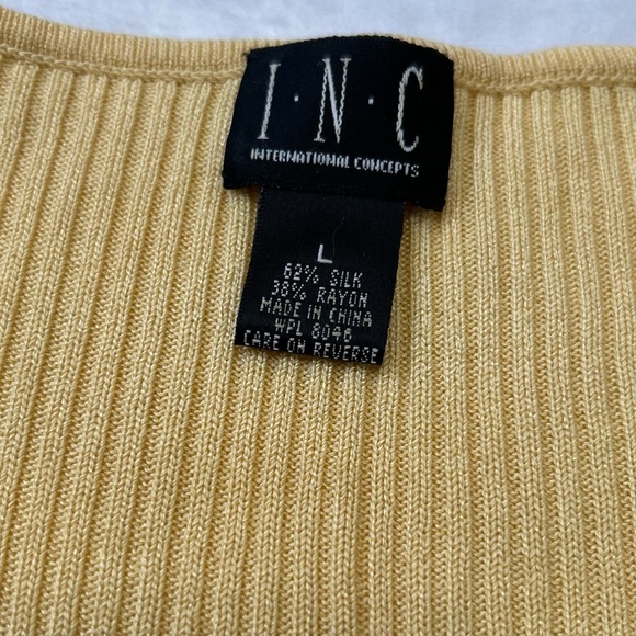 I•N•C International Concepts Yellow Ribbed Blouse - Picture 2 of 5